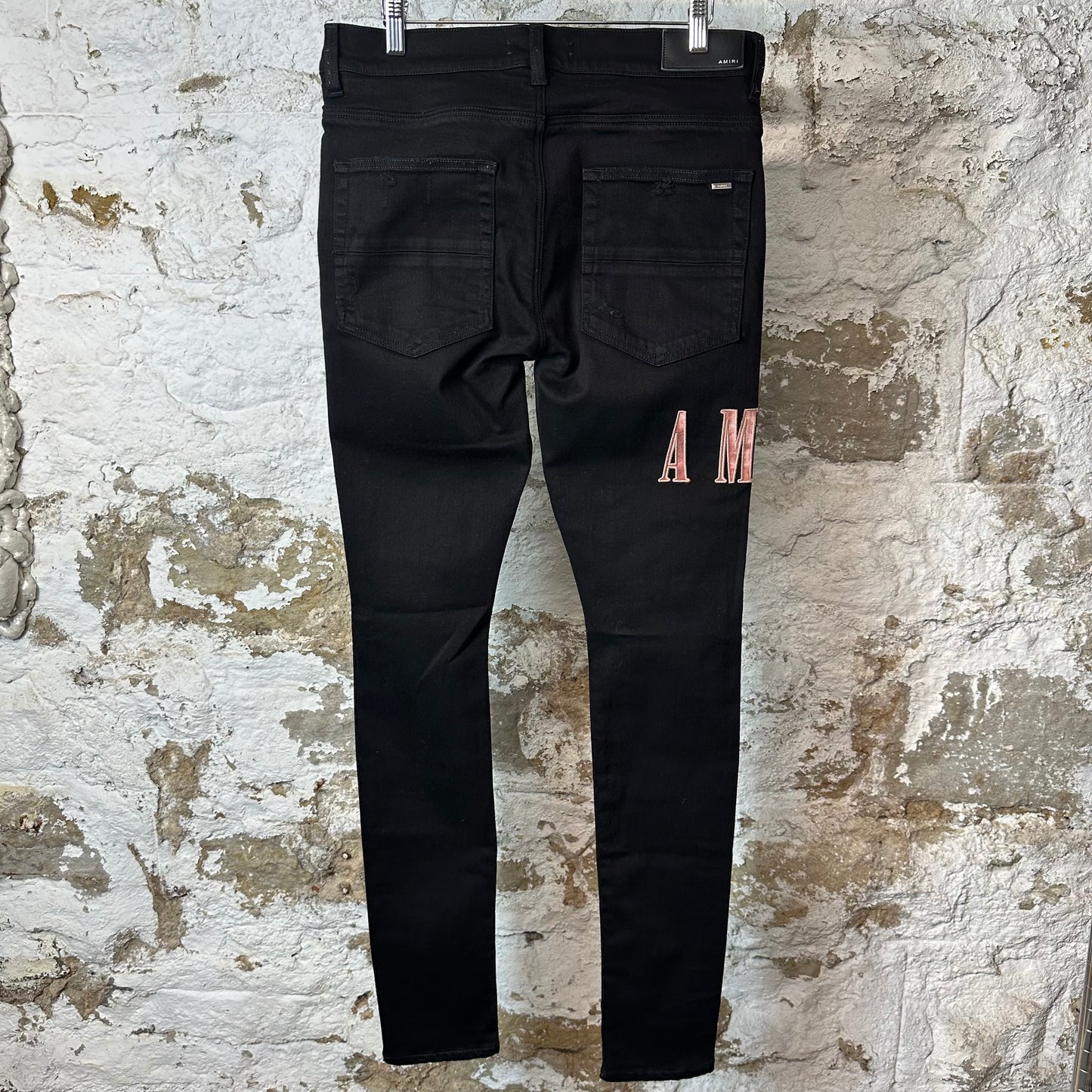 Amiri Red Tie-Dye Core Logo Black Denim Jean Sz 31