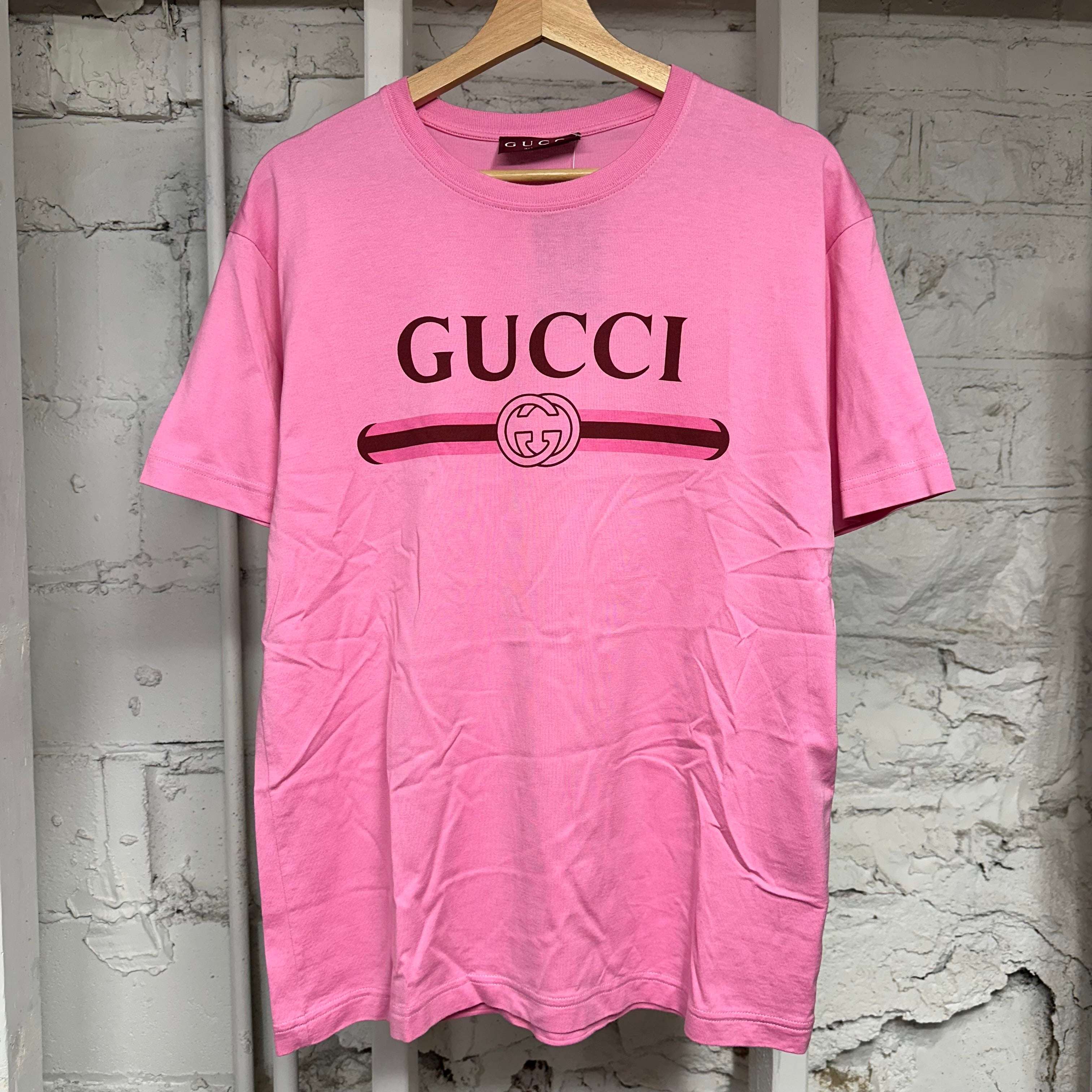 Gucci Pink Spellout T-Shirt Sz S