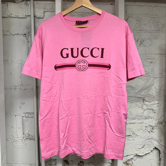 Gucci Pink Spellout T-Shirt Sz S