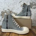 Rick Owens High Distressed Blue Denim Milk Sneaker Sz 8 (41)