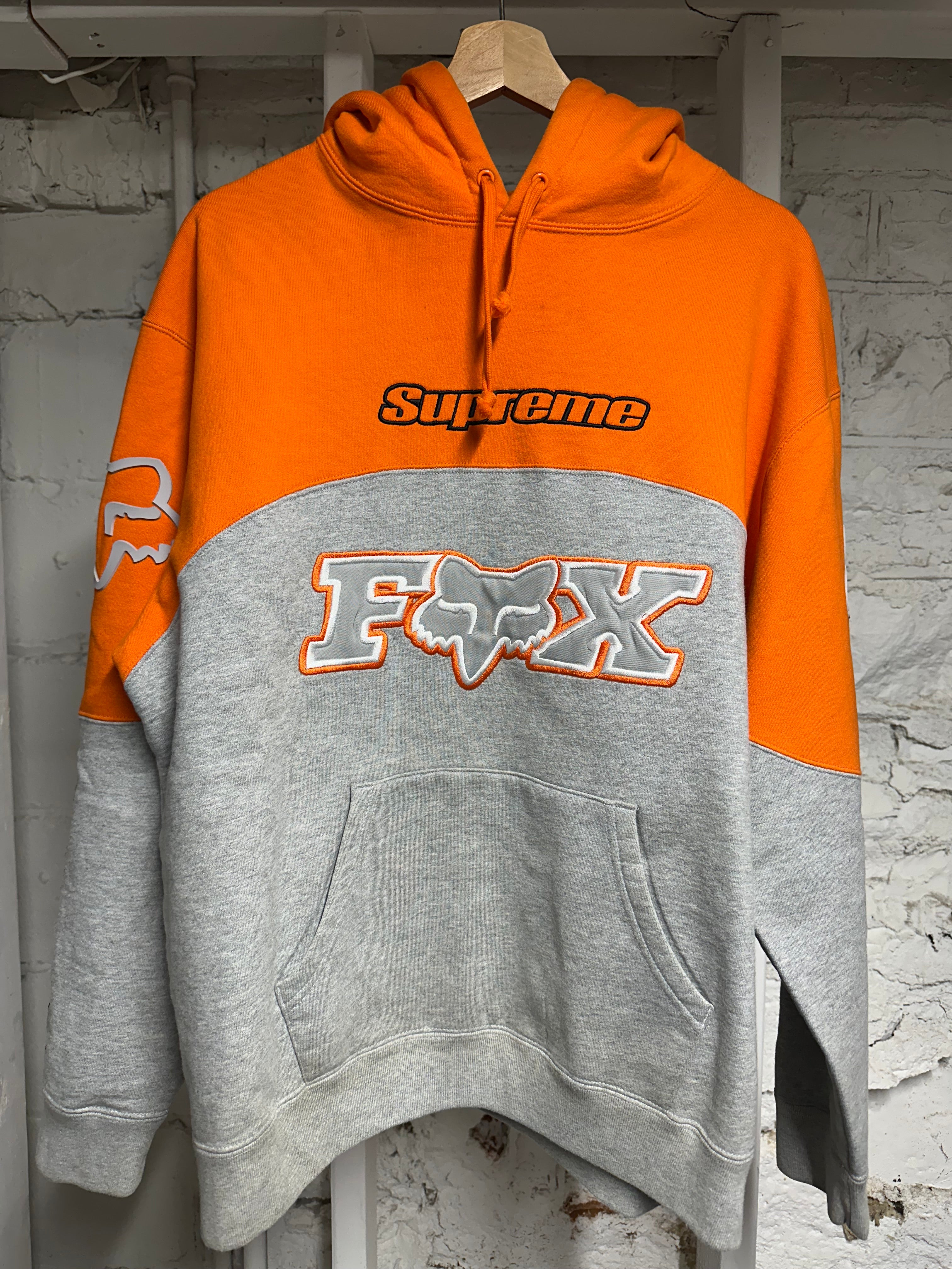 Supreme Fox Grey Orange Hoodie Sz M