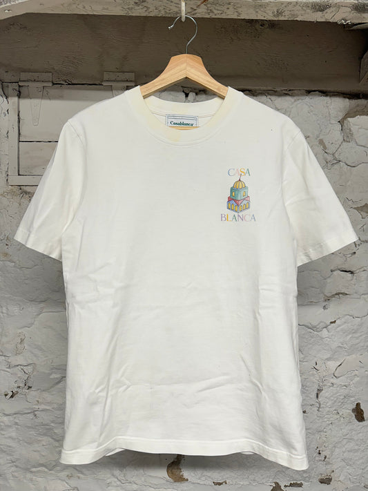 Casa Blanca Multi Color Logos White T-Shirt Sz M