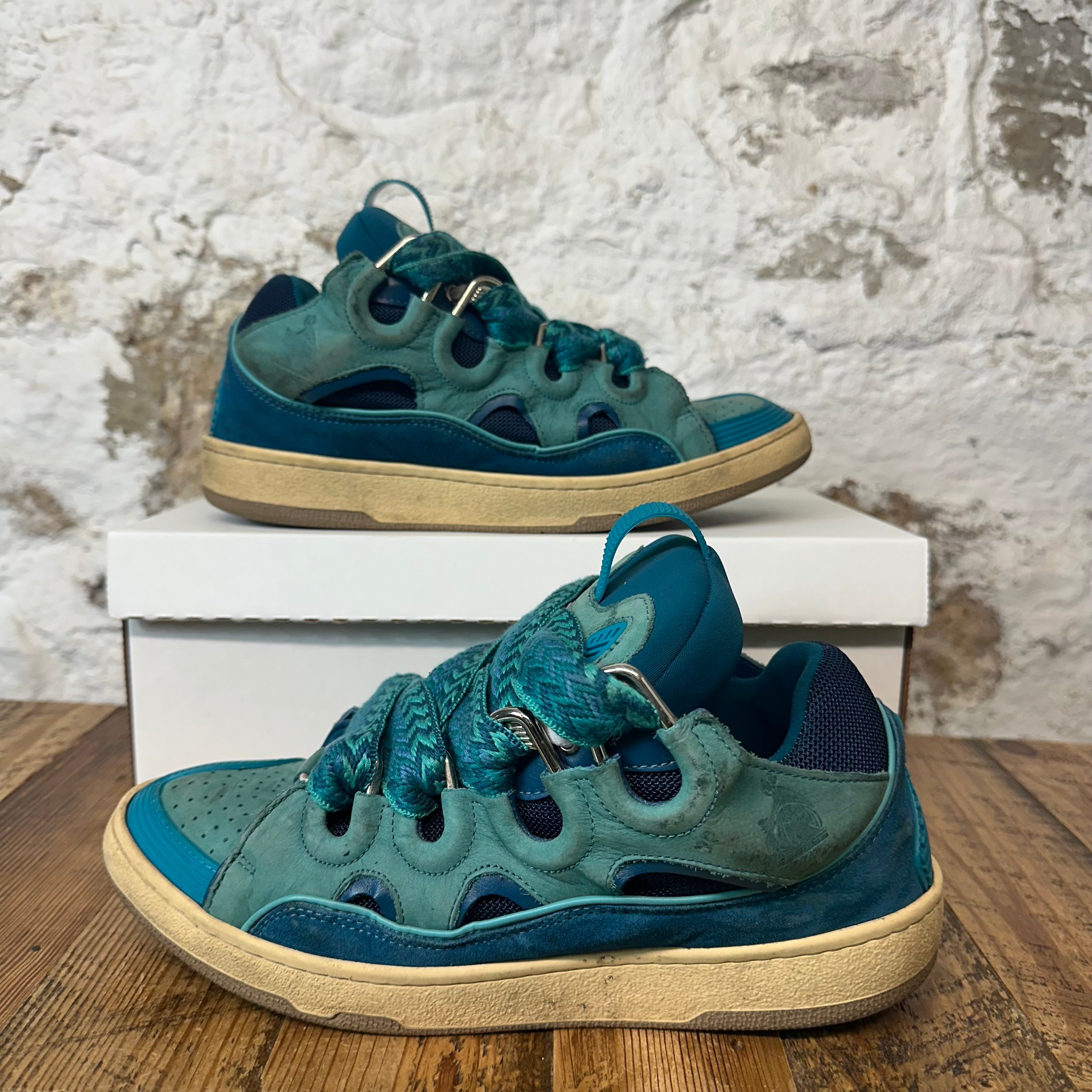 Lanvin Curb Teal Lace Blue Sneaker Sz 9 (42) No Box