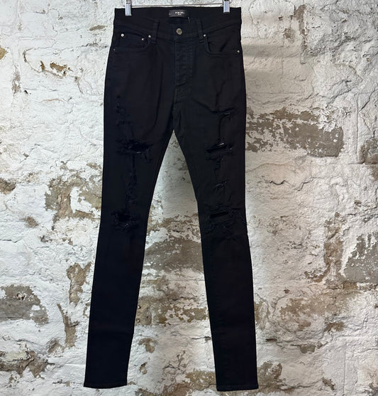 Amiri Distressed Black Denim Jeans Sz 28