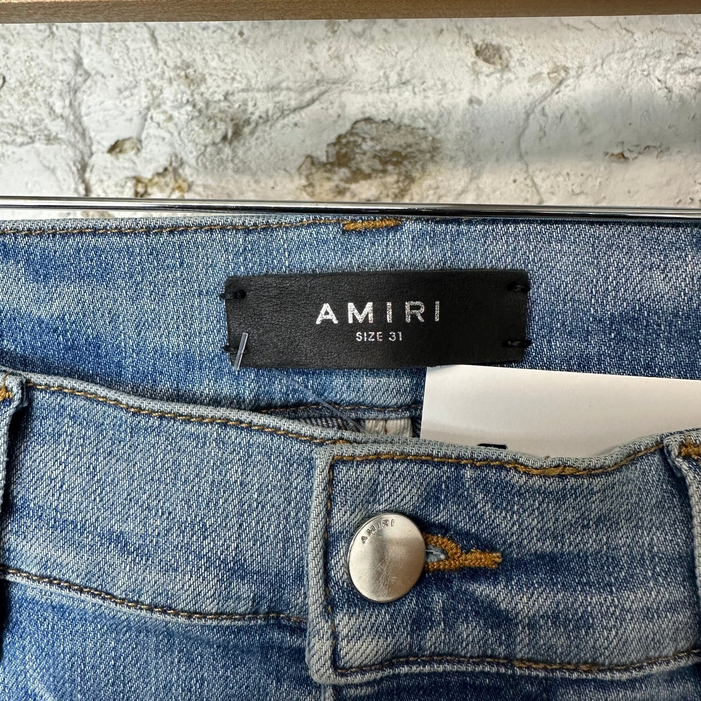 Amiri MX1 Blue Tan Mohair Blue Denim Jeans Sz 31
