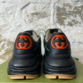 Gucci Rython Green Star Monogram Black Sneaker Sz 10.5