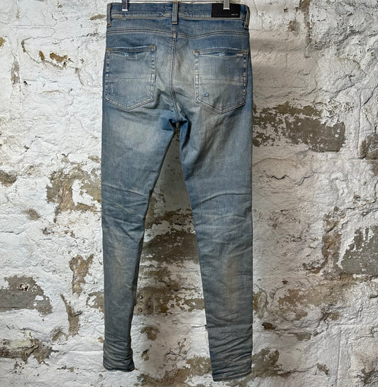 Amiri MX1 Black Multicolor Paisley Blue Denim Jeans Sz 30