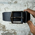 Burberry Blue Check Black Belt Sz (90/36)