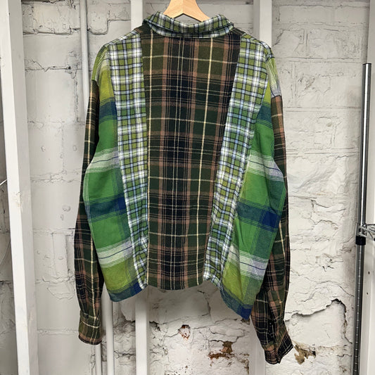 Vale Forever Green Patchwork Flannel Studded Sz L