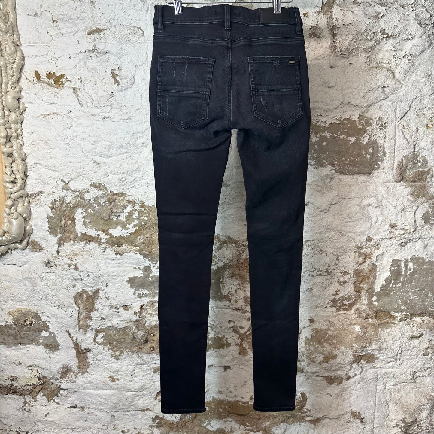 Amiri MX1 Camo Patch Black Denim Jeans Sz 29