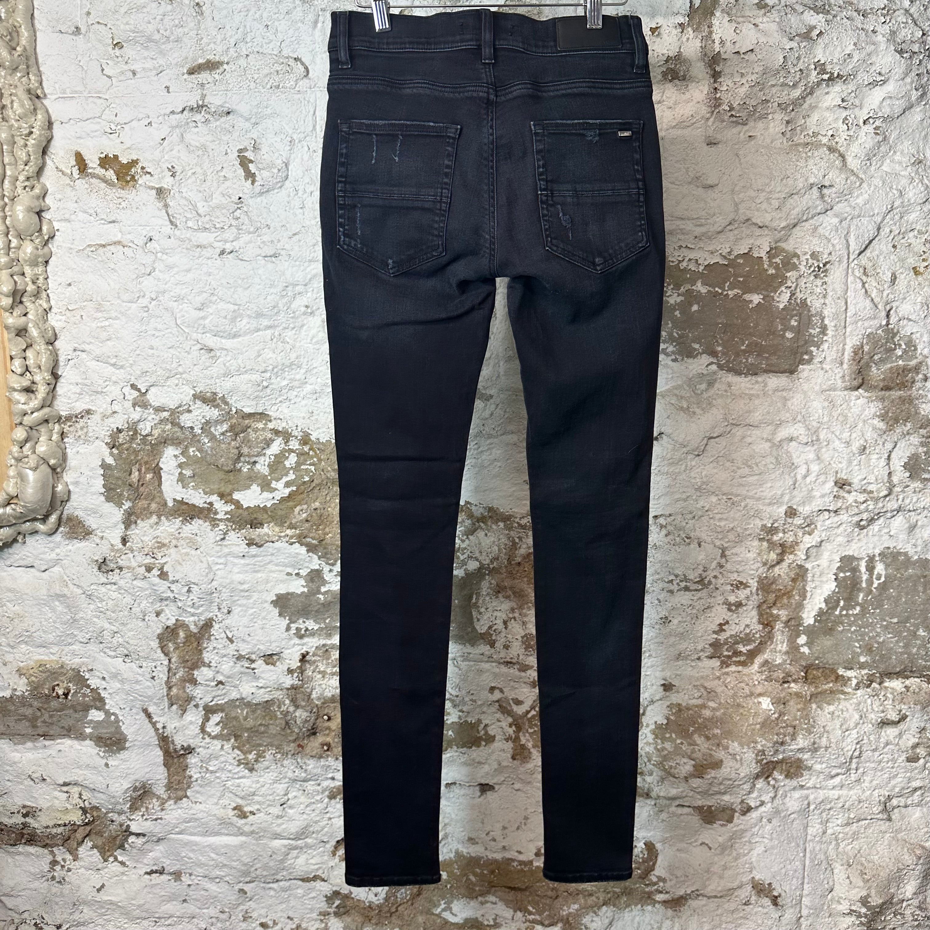 Amiri MX1 Camo Patch Black Denim Jeans Sz 29