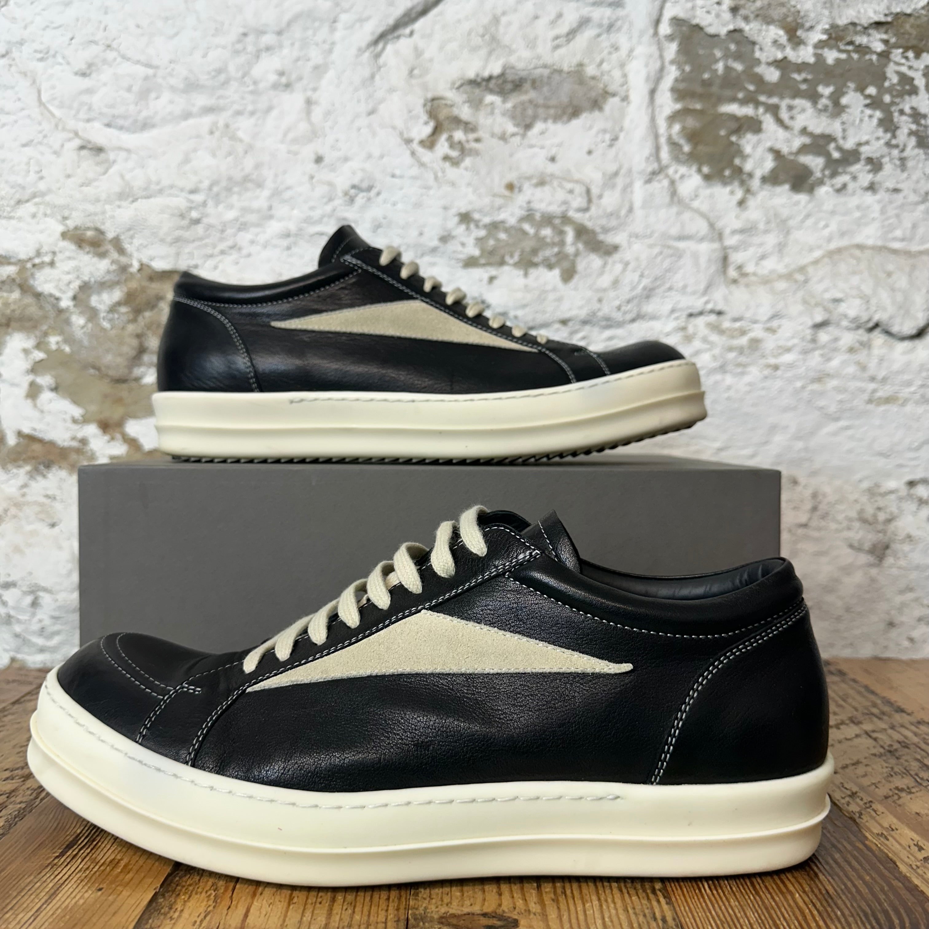 Rick Owens Vintage Black Leather Milk Sneaker Sz 13 (46)