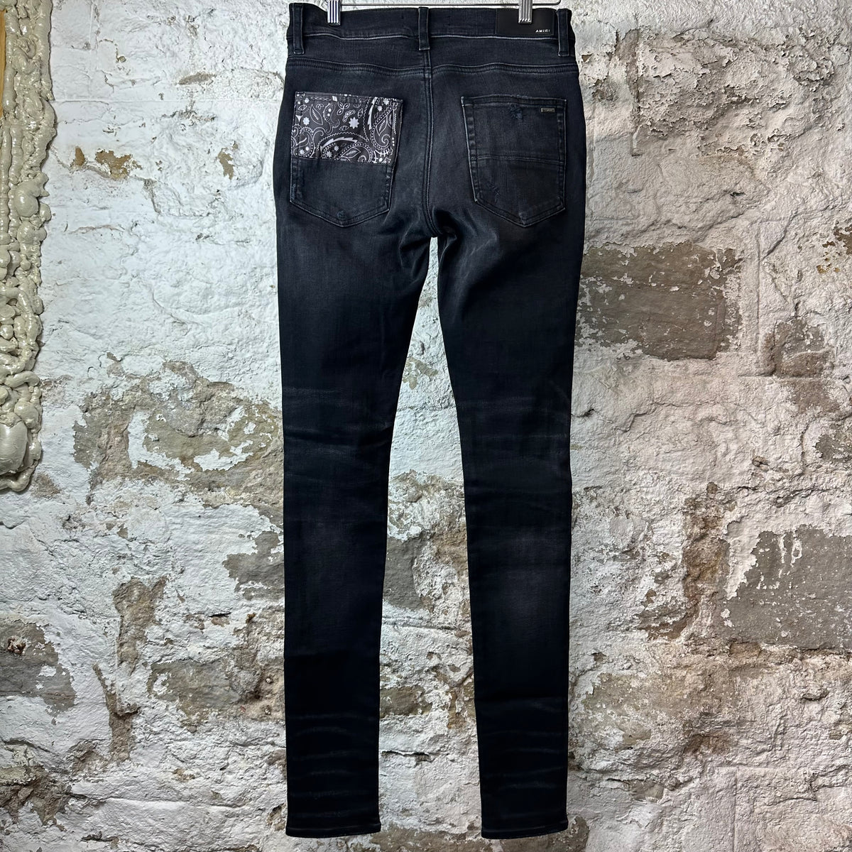 Amiri MX1 Grey Art Patch Black Denim Jeans Sz 29