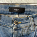 Amiri Green Camo Bones Blue Denim Jeans Sz 30