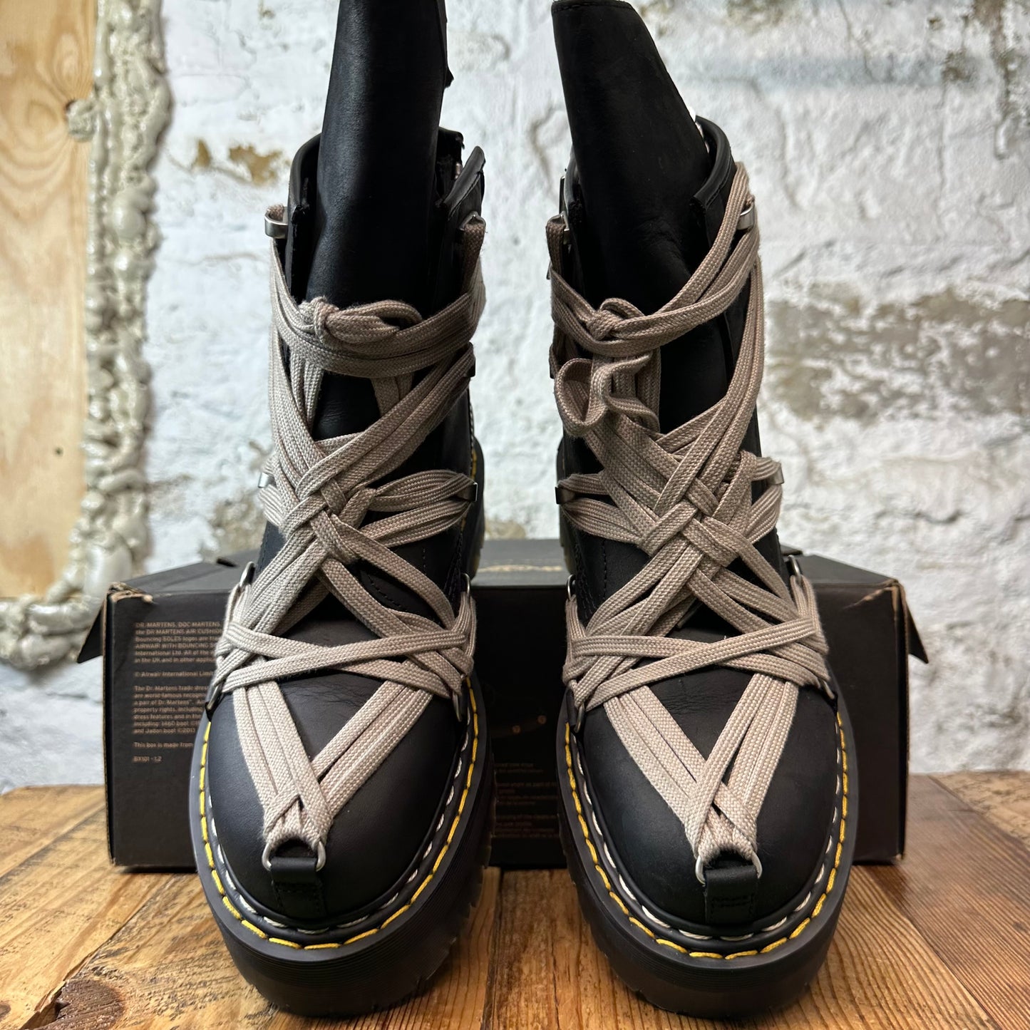Rick Owens 1460 Quad Sole Megalace Boot Black Sz 9