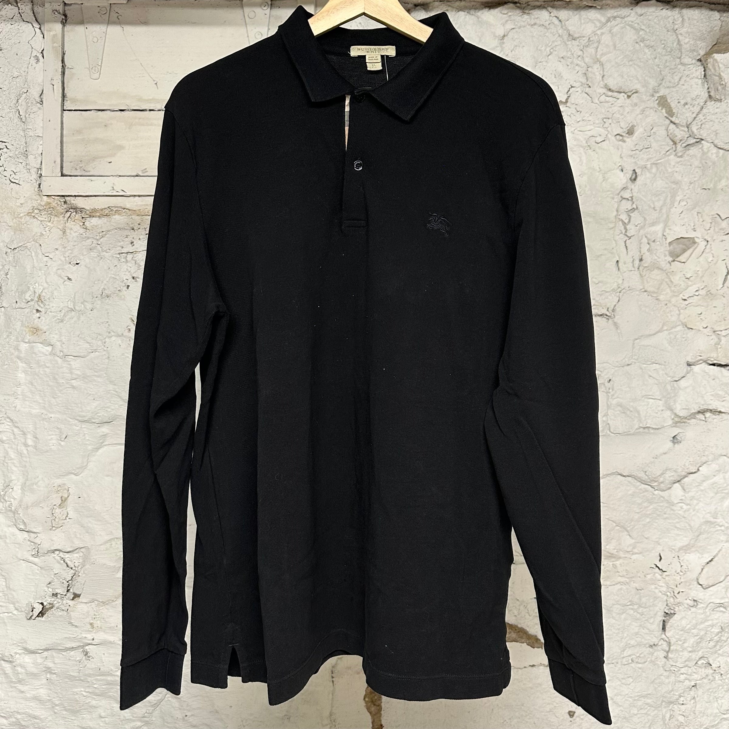 Burberry Black L/S Polo Sz XL