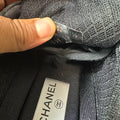 Chanel Silver CC Black Navy Velour Sneaker Sz 8.5 (41.5)