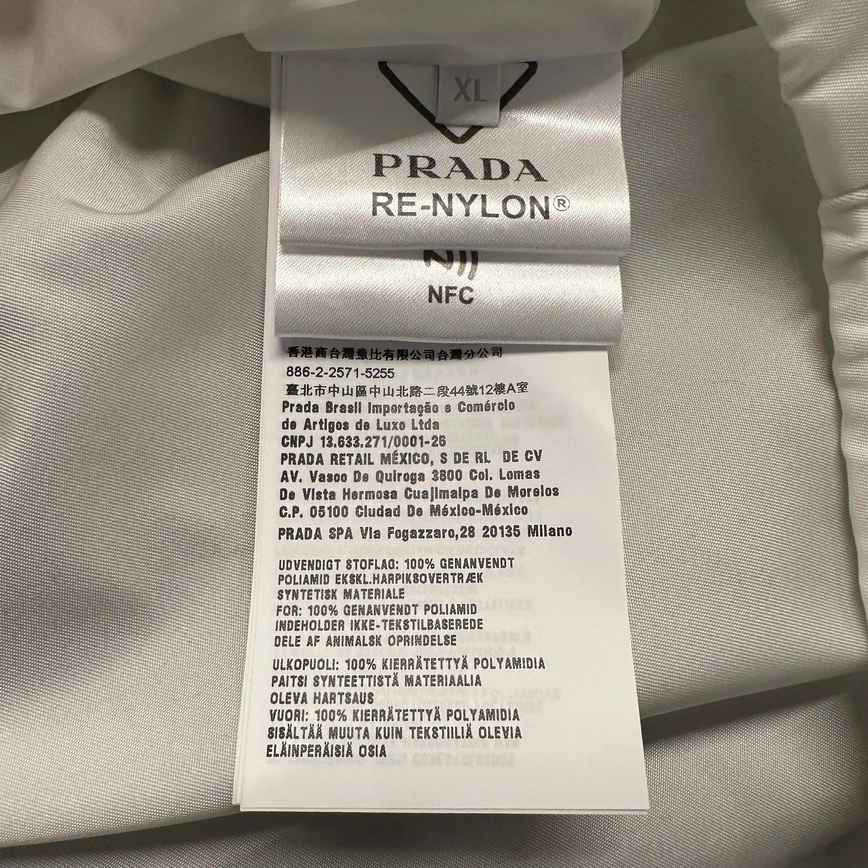 Prada Re-nylon Logo Plack Nylon Jacket White Sz XL DS – The
