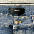 Amiri Tiger Print Patches Blue Denim Jeans Sz 31