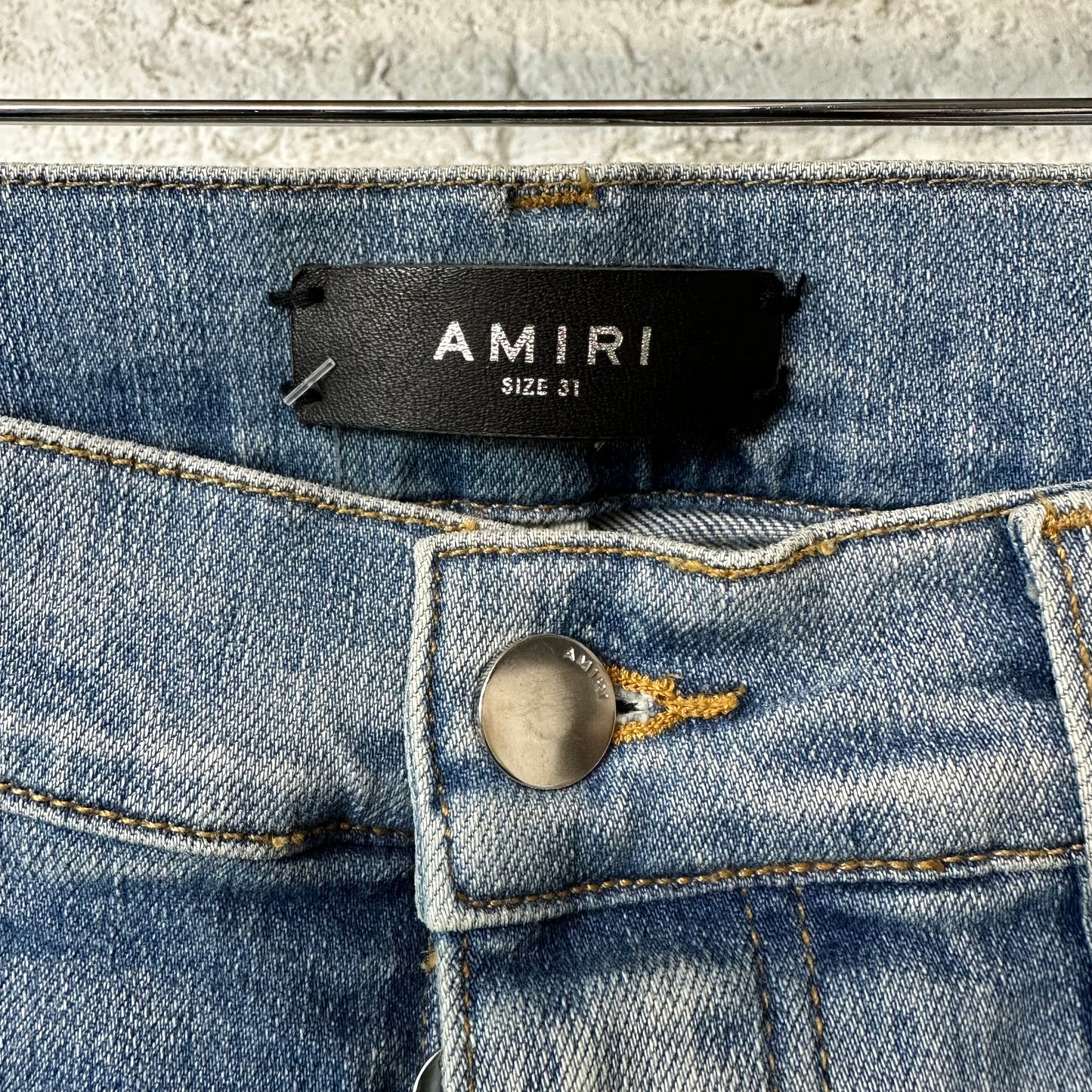 Amiri Tiger Print Patches Blue Denim Jeans Sz 31