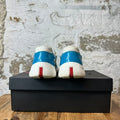Prada Americas Cup Teal Blue Patent White Sneaker Sz 11.5