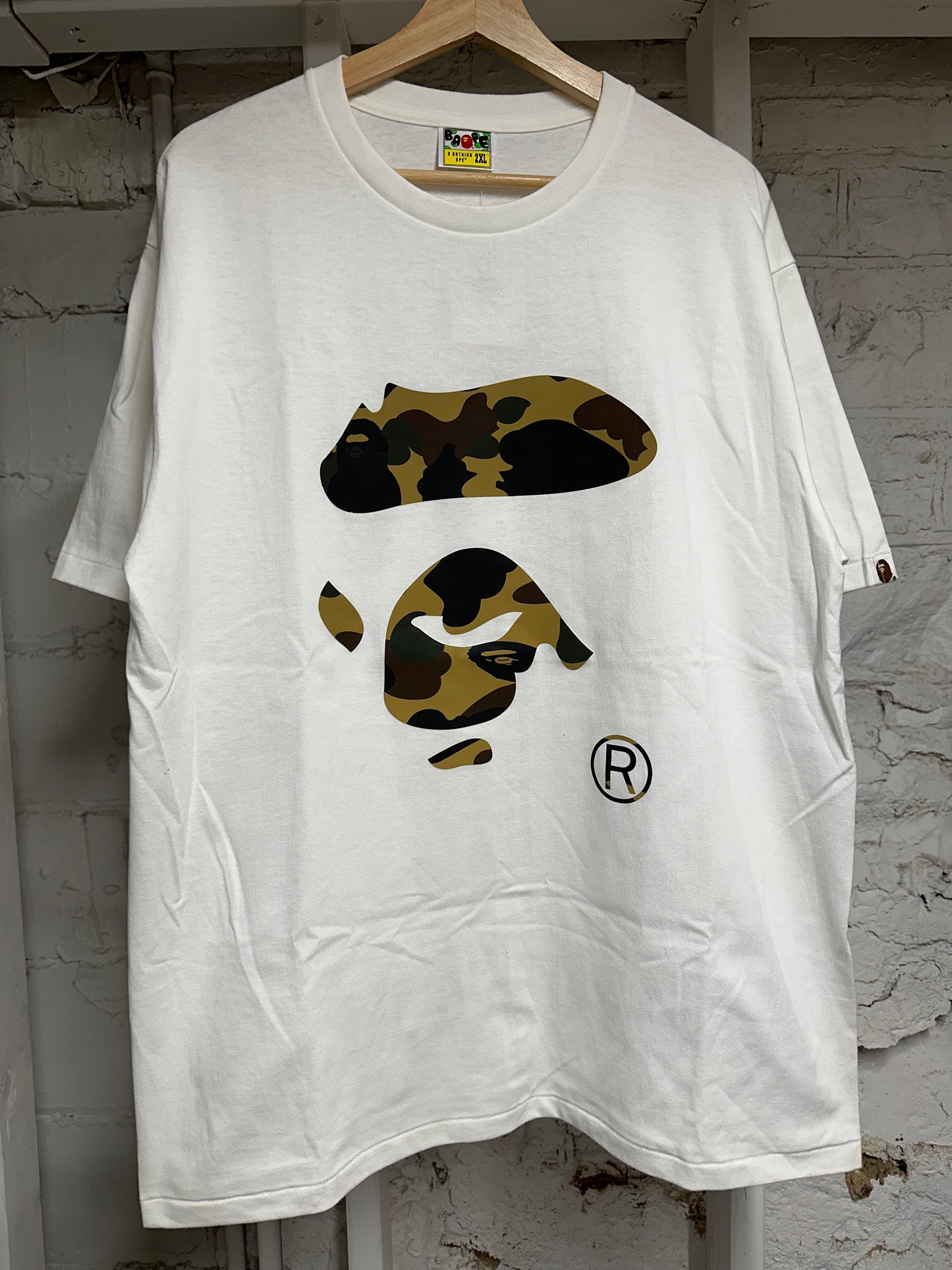 Bape Reflective Logo White T-Shirt Sz 2XL