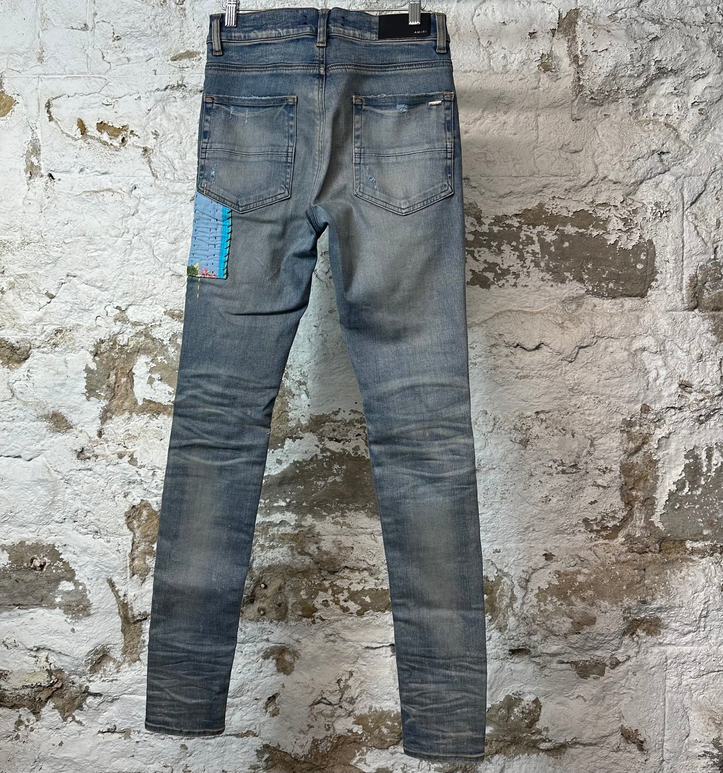 Amiri MX1 Quilted Patches Blue Denim Jeans Sz 29