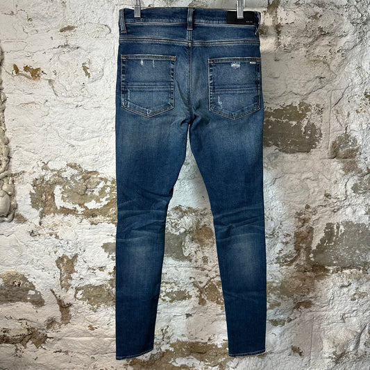 Amiri MX1 Blue Plaid Flannel Dark Blue Denim Jeans Sz 31