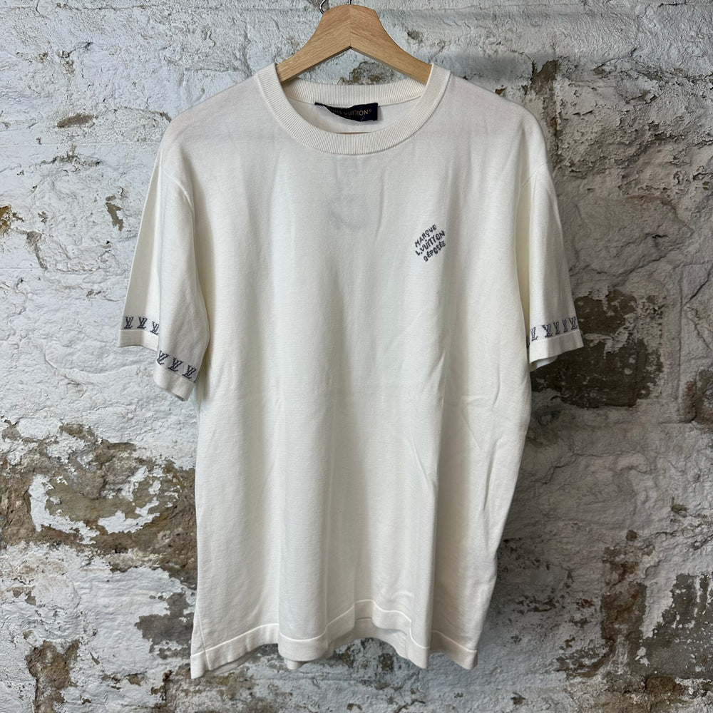 Louis Vuitton Marque Knit White T-Shirt Sz M