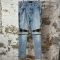Amiri MX2 Multicolor Flannel Blue Denim Jeans Sz 34