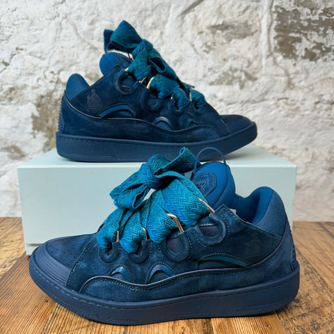 Lanvin Curb Teal Lace Blue Sneaker Sz 11 (44)