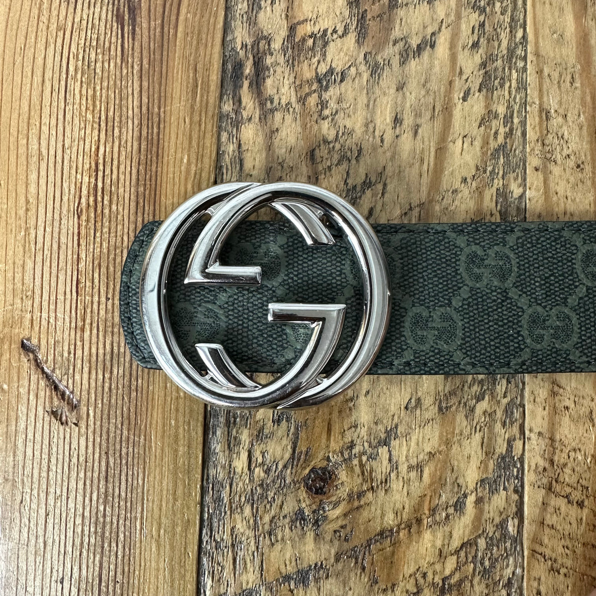 Gucci GG Monogram Forest Green Belt Sz (100/40)