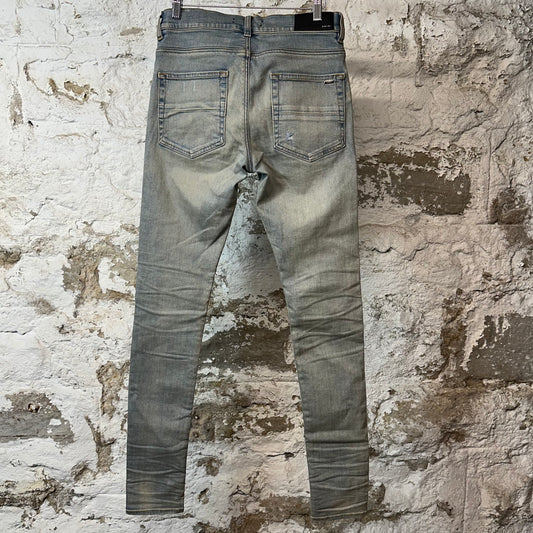 Amiri MX1 Red Suede Light Blue Denim Jeans Sz 29