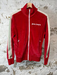 Palm Angels Red Velour Track Jacket Sz S