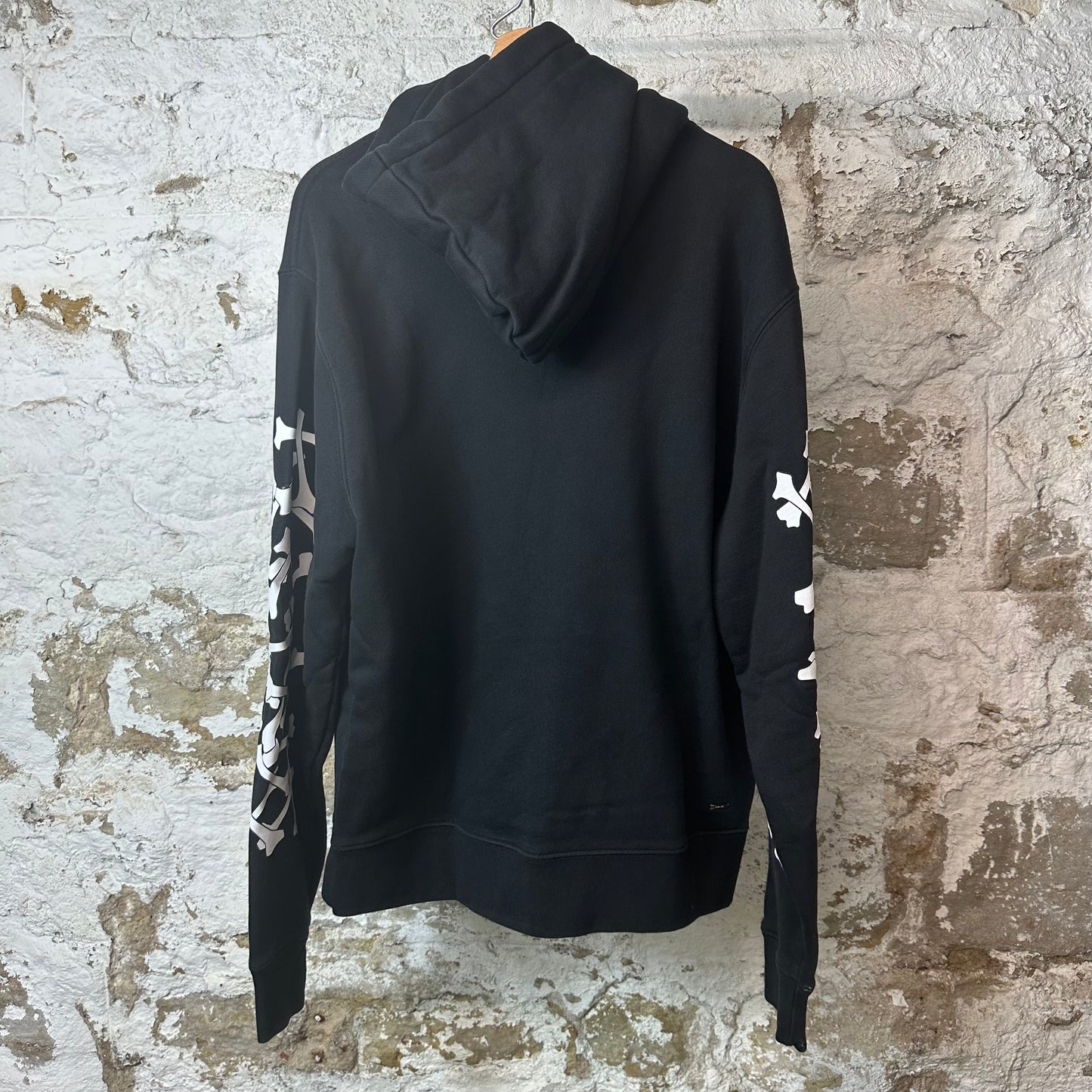 Amiri White Sleeve Bones Black Hoodie Sz L