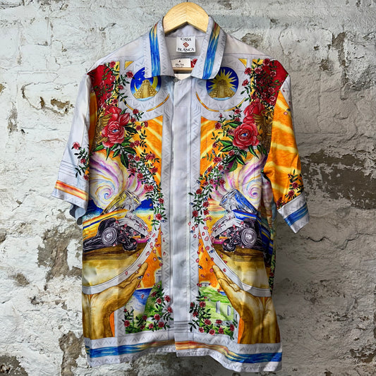 Casablanca La Tornade De Rose Silk Button Up Shirt Sz M