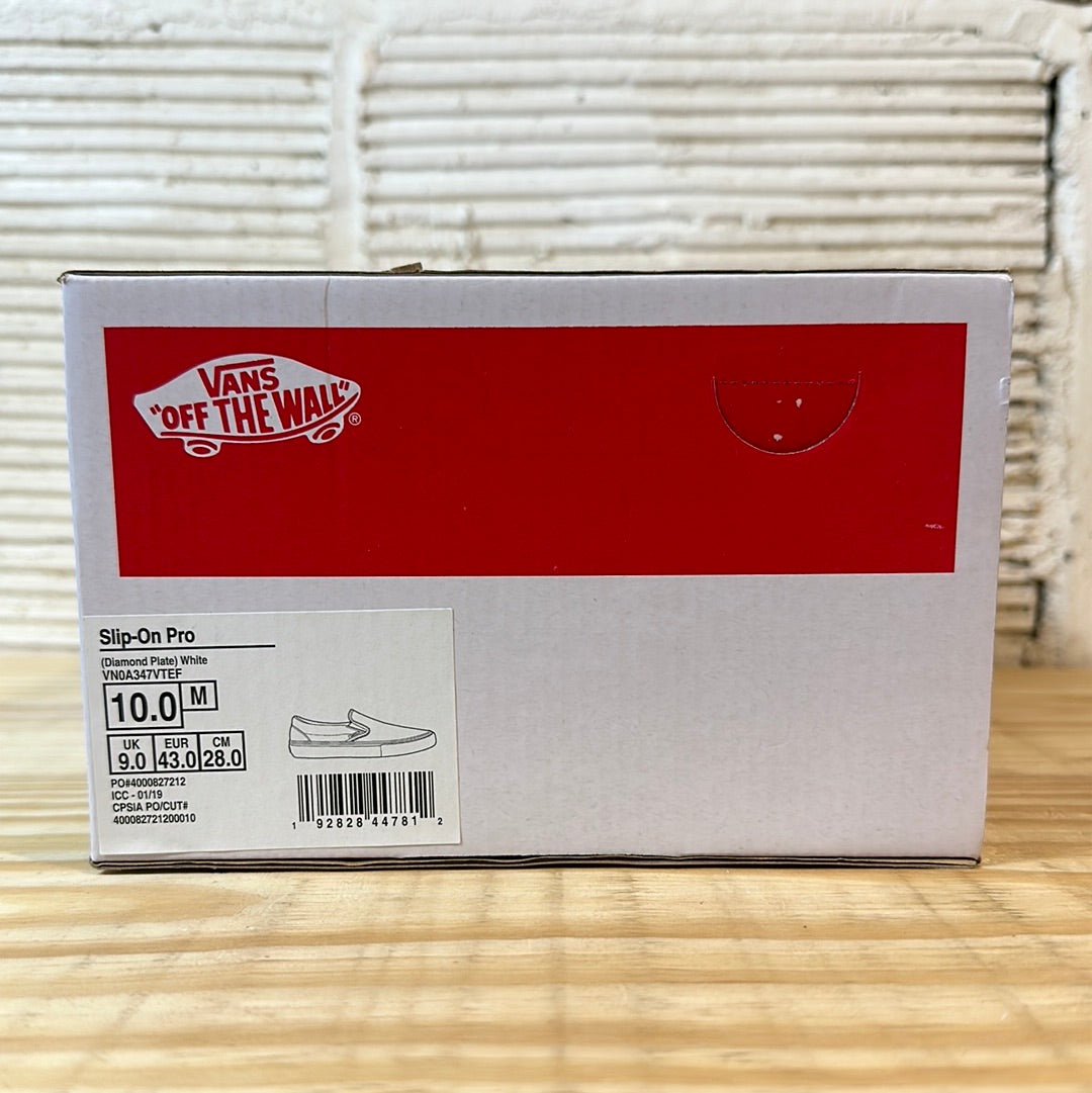 Vans Slip-On Supreme Diamond Plate White Sz 10