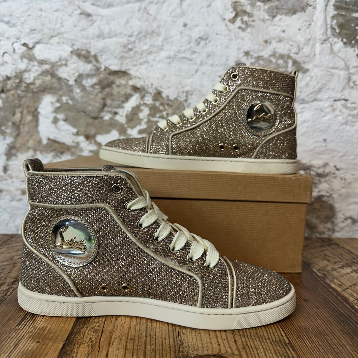 Christian Louboutin High Gold Glitter Sneaker Sz 4.5 (36)