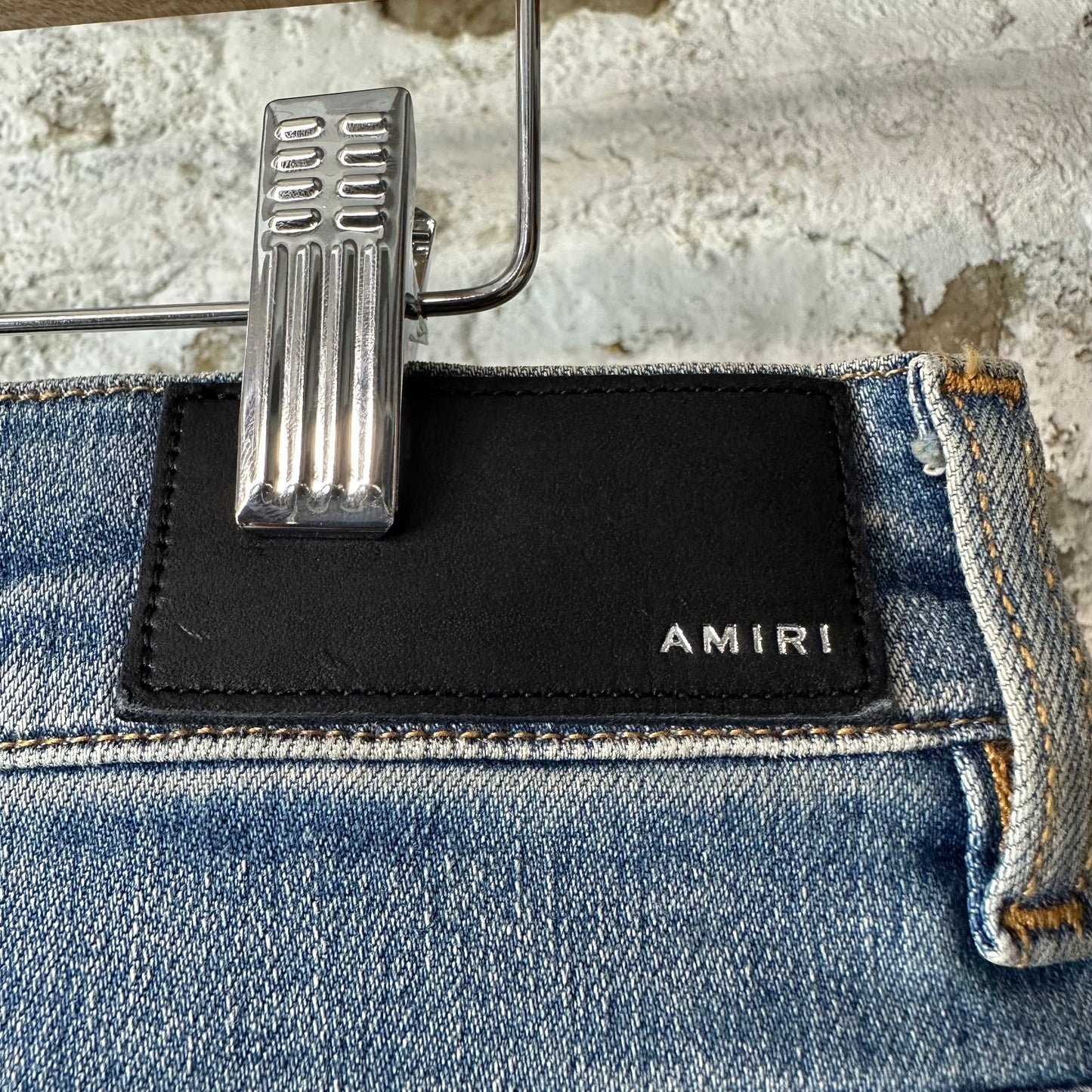 Amiri MX1 Multicolor Flannel Thrasher Blue Denim Jeans Sz 34