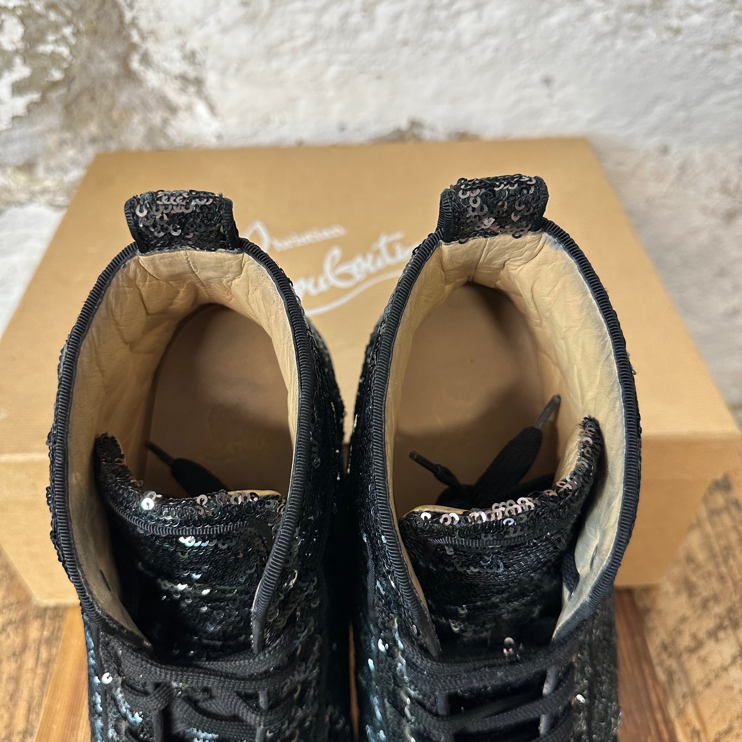 Christian Louboutin High Black Sequen Sneaker Sz 9 (42)