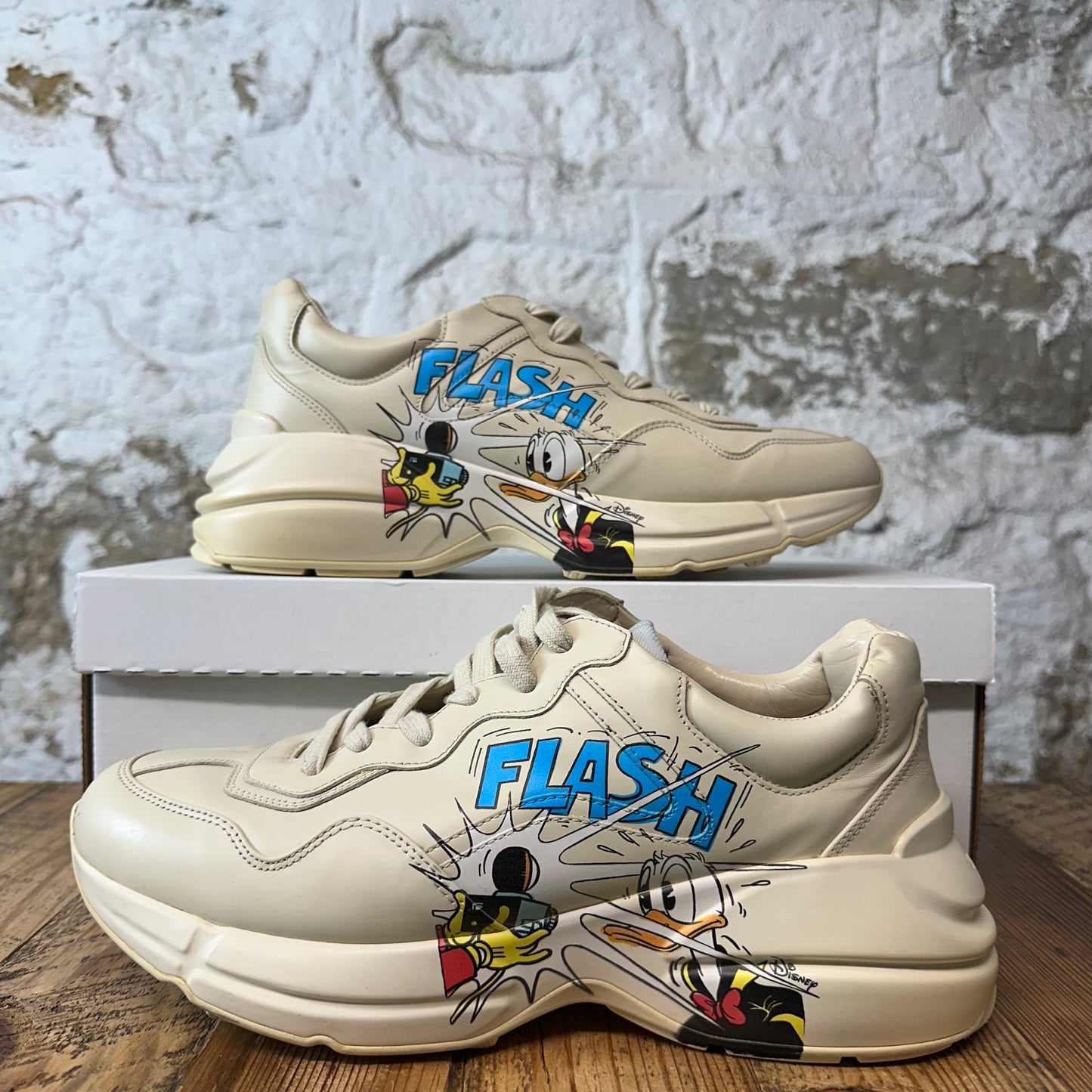 Gucci Rhyton Flash Logo Cream Sneaker Sz 8