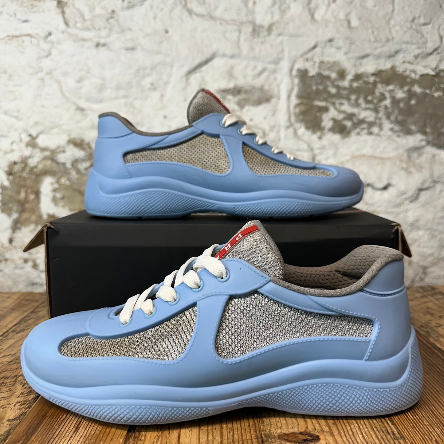 Prada Americas Cup Blue Rubber Grey Sneaker Sz 8 (41)