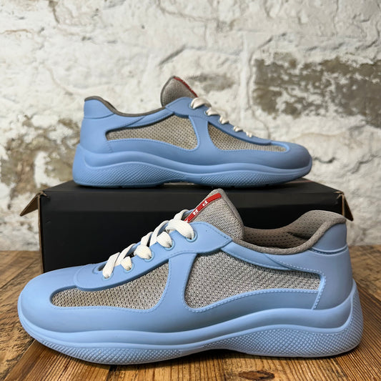 Prada Americas Cup Blue Rubber Grey Sneaker Sz 8 (41)