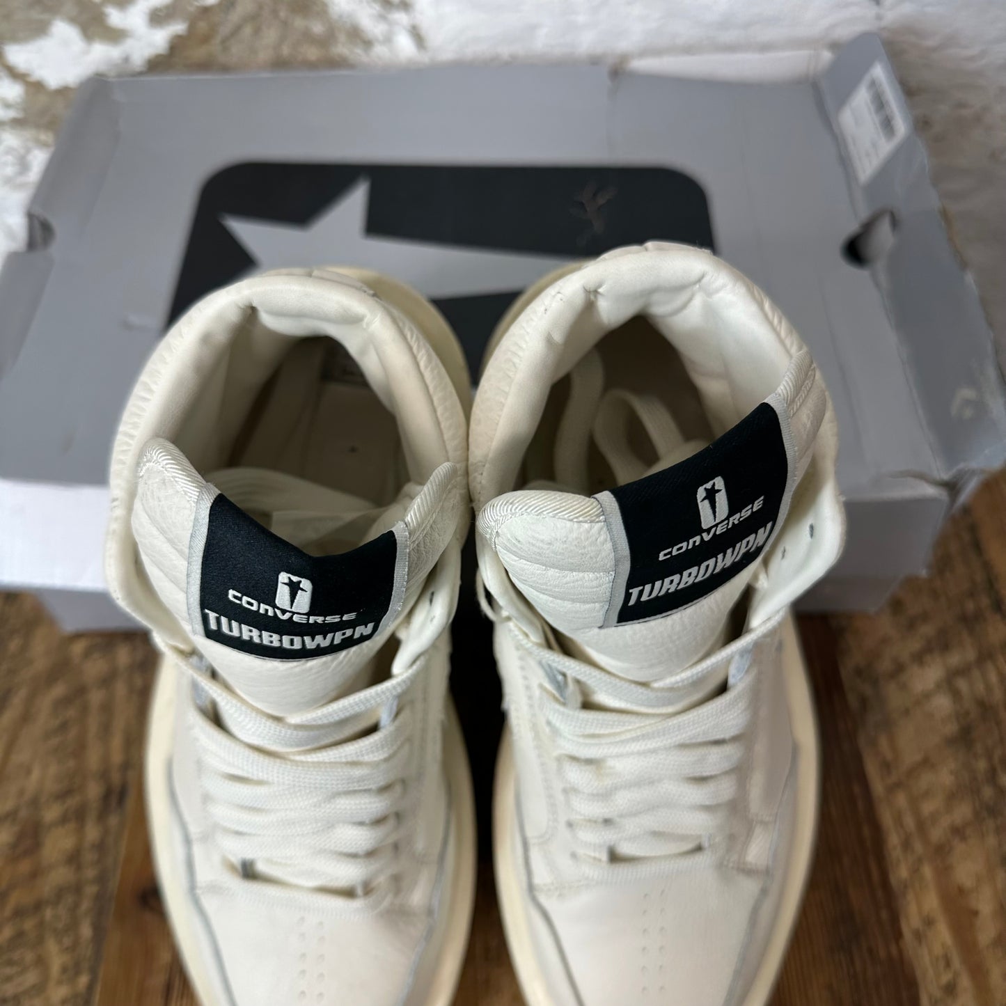 Rick Owens High TURBOWPN White Cream Sneaker Sz 8.5