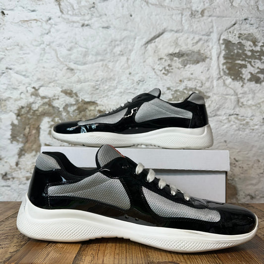 Prada Americas Cup Black Patent Gray White Sneaker Sz 13