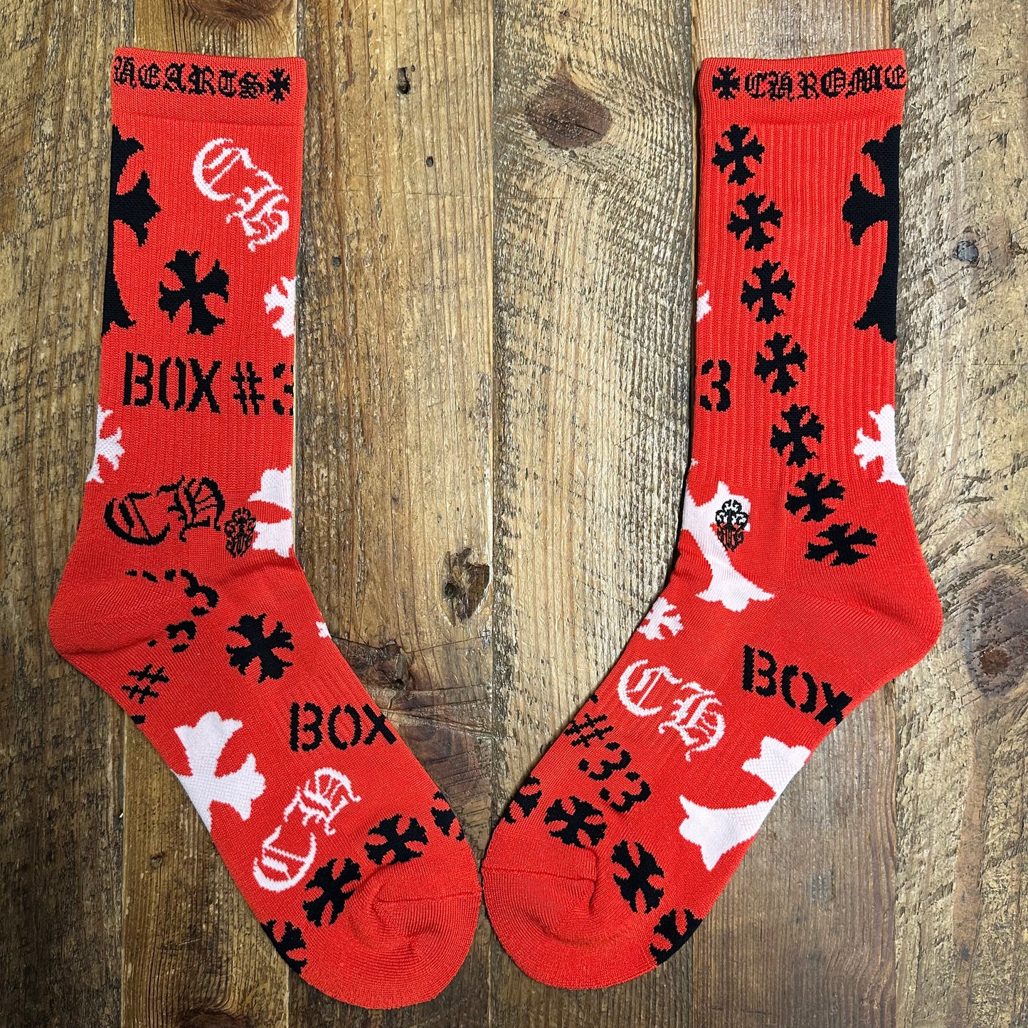 Chrome Hearts Red Stencil Socks DS