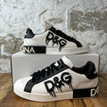 Dolce Gabbana Paint Drip Logo Black White Portofino Sneaker Sz 9