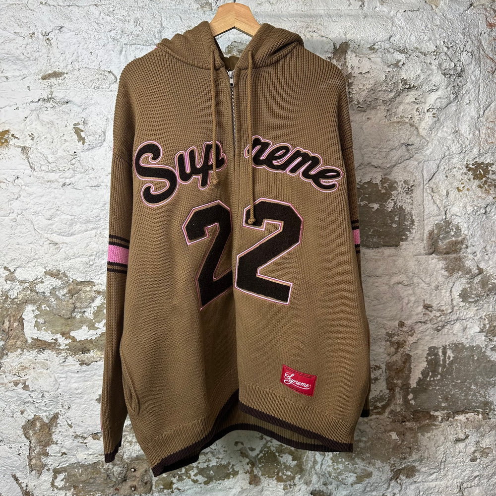Supreme Sport Light Brown Zip Up Knit Hoodie Sz XL