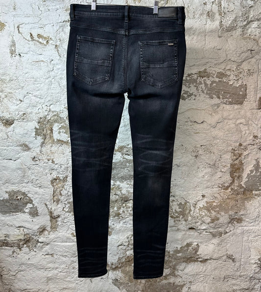 Amiri MX1 Gray Paisley Black Denim Jeans Sz 36