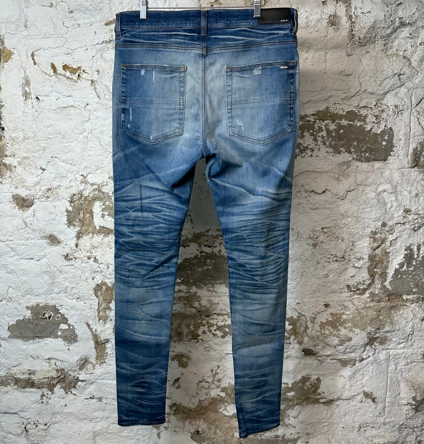 Amiri Plain Blue Honeycomb Denim Jeans Sz 36